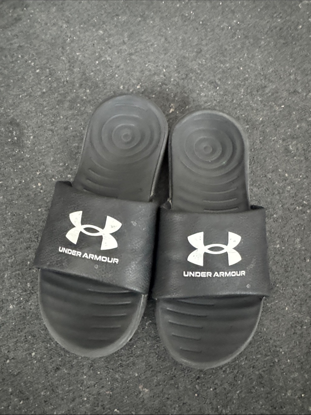 Under Armour Kids Black Slide Sandals with White Logo
